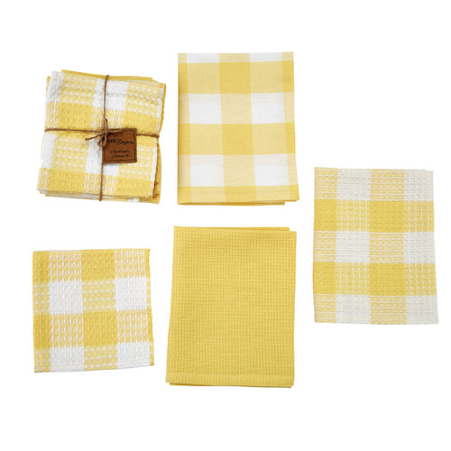 Wicklow Check 3 Dishtowel-1 Dishcloth Set - Black