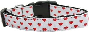 White and Red Dotty Hearts Nylon Dog Collar XL S528-125-163 XL White and Red Dotty Hearts Nylon Dog Collar XL S528-125-163 XL
