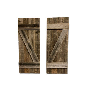 Set of Two 36" X 14" Gray Solid Wood Wall Decor N270-380348