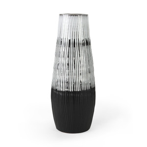 19" Black White and Gray Patterned Lines Ceramic Vase N270-397507 19" Black White and Gray Patterned Lines Ceramic Vase N270-397507