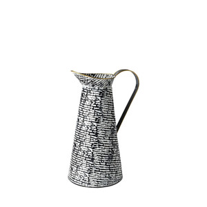14" Black and White Metal Abstract Cylinder Jug Vase N270-392207 14" Black and White Metal Abstract Cylinder Jug Vase N270-392207
