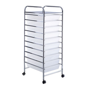 10 Drawer Rolling Storage Cart Organizer with 4 Universal Casters-Clear - Color: Transparent D681-HW52045CL