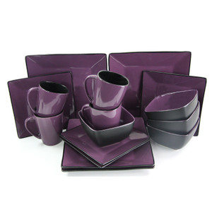 Elama Mulberry Loft 16 Piece Modern Premium Stoneware Dinnerware Set with Complete Settings for 4 D970-ELM-MULBERRY16 Elama Mulberry Loft 16 Piece Modern Premium Stoneware Dinnerware Set with Complete Settings for 4 D970-ELM-MULBERRY16