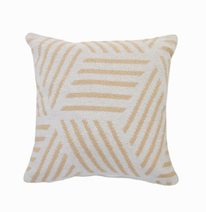 20" X 20" Tan And White 100% Cotton Geometric Zippered Pillow N270-516809 20" X 20" Tan And White 100% Cotton Geometric Zippered Pillow N270-516809