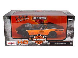 1970 Chevrolet Corvette Harley Davidson Black/Orange 1/24 Diecast Model Car by Maisto F977-32193 1970 Chevrolet Corvette Harley Davidson Black/Orange 1/24 Diecast Model Car by Maisto F977-32193