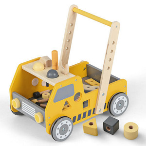 2-in-1 Wooden Baby Walker with Adjustable Speed and Bottom Storage-Yellow B593-TP10256