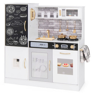 Pretend Play Kitchen with Utensils for Kids Aged 3+-White B593-TP10184 Pretend Play Kitchen with Utensils for Kids Aged 3+-White B593-TP10184