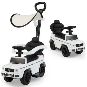 3-In-1 Ride on Push Car Mercedes Benz G350 Stroller Sliding Car with Canopy-White - Color: White D681-TQ10076WH 3-In-1 Ride on Push Car Mercedes Benz G350 Stroller Sliding Car with Canopy-White - Color: White D681-TQ10076WH