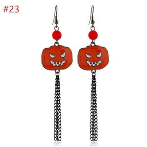 Halloween Wholesale Jewelry Angry Pumpkin with Long Tassel Chain Costume Earrings A392-fear7077 Halloween Wholesale Jewelry Angry Pumpkin with Long Tassel Chain Costume Earrings A392-fear7077