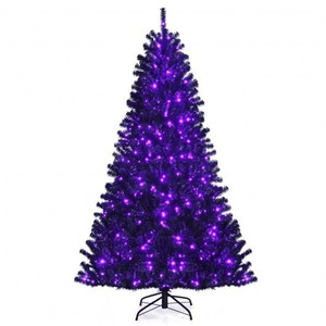 Black Artificial Christmas Halloween Tree with Purple LED Lights-7 ft - Color: Black - Size: 7 ft D681-CM23524US Black Artificial Christmas Halloween Tree with Purple LED Lights-7 ft - Color: Black - Size: 7 ft D681-CM23524US