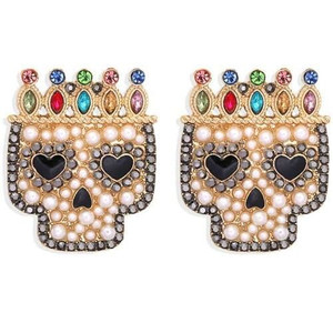 Skull Wearing Crown Design Halloween High Fashion Women Earrings A392-fear5652 Skull Wearing Crown Design Halloween High Fashion Women Earrings A392-fear5652