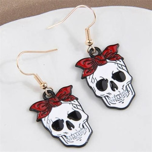 Halloween Fashion Bowknot Skull Design Wholesale Oil-spot Glazed Earrings A392-fear8462 Halloween Fashion Bowknot Skull Design Wholesale Oil-spot Glazed Earrings A392-fear8462
