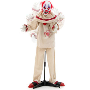 5 FT Grins Animatronic Killer Clown Halloween Decoration with Glowing Red Eyes B593-CM23948 5 FT Grins Animatronic Killer Clown Halloween Decoration with Glowing Red Eyes B593-CM23948