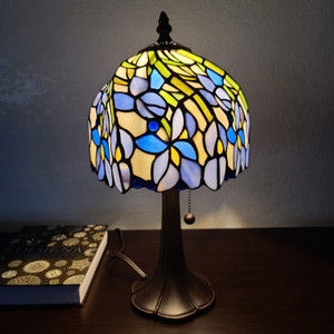 15" Dark Brown Metal Candlestick Table Lamp With Blue Dome Shade N270-478127 15" Dark Brown Metal Candlestick Table Lamp With Blue Dome Shade N270-478127
