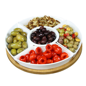 Elama Signature 12 1/4 Inch 6-Piece Lazy Susan Appetizer and Condiment Server Set with 5 Serving Di D970-EL-179 Elama Signature 12 1/4 Inch 6-Piece Lazy Susan Appetizer and Condiment Server Set with 5 Serving Di D970-EL-179