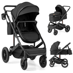 3-in-1 Folding Convertible Newborn Stroller with Detachable Bassinet-Black - Color: Black D681-BC10268BK 3-in-1 Folding Convertible Newborn Stroller with Detachable Bassinet-Black - Color: Black D681-BC10268BK
