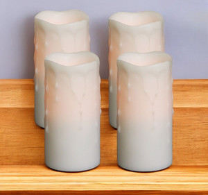 Set of Four Off White Flameless Pillar Candles N270-517650 Set of Four Off White Flameless Pillar Candles N270-517650