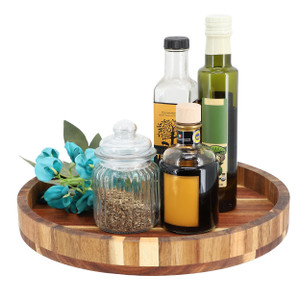 MegaChef 13 Inch Acacia Wood Lazy Susan Tray D970-MC-A109 MegaChef 13 Inch Acacia Wood Lazy Susan Tray D970-MC-A109
