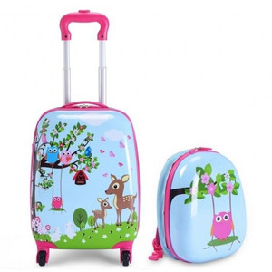 2 Pieces ABS Kids Suitcase Backpack Luggage Set - Color: Blue D681-BG51215 2 Pieces ABS Kids Suitcase Backpack Luggage Set - Color: Blue D681-BG51215