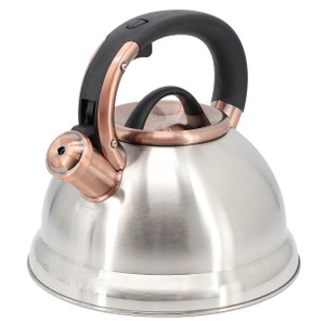 Mr. Coffee Flintshire 2.2 Quart Stainless Steel Whistling Tea Kettle in Silver D970-143790.01 Mr. Coffee Flintshire 2.2 Quart Stainless Steel Whistling Tea Kettle in Silver D970-143790.01