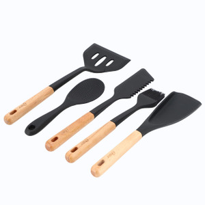 Oster Marion 5 Piece Silicone and Wood Kitchen Tool Set in Black D970-143736.05 Oster Marion 5 Piece Silicone and Wood Kitchen Tool Set in Black D970-143736.05