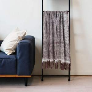 52" X 67" Dark Purple Woven Wool Blend Chevron Throw Blanket with Fringe N270-529170 52" X 67" Dark Purple Woven Wool Blend Chevron Throw Blanket with Fringe N270-529170
