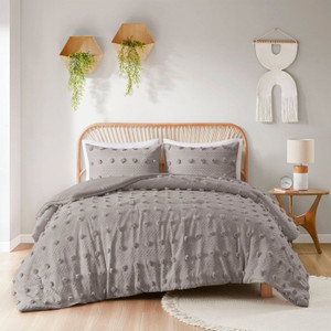 Full/Queen 3-Piece Grey Microfiber Comforter Set with Decorative Pompoms Q280-GRUYD6789587 Full/Queen 3-Piece Grey Microfiber Comforter Set with Decorative Pompoms Q280-GRUYD6789587