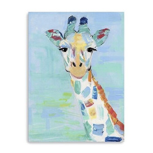 32" x 24" Pastel Patchwork Giraffe Canvas Wall Art N270-398909