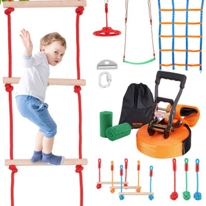 VEVOR Ninja Warrior Obstacle Course for Kids, 2 x 50 ft Weatherproof Slacklines, 500lbs Weight Capa E415-RZX502YC9J003NWUAV0 VEVOR Ninja Warrior Obstacle Course for Kids, 2 x 50 ft Weatherproof Slacklines, 500lbs Weight Capa E415-RZX502YC9J003NWUAV0