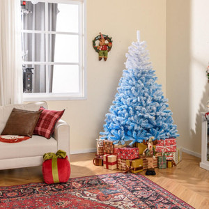 2025 New Artificial Christmas Tree with 456 Branch Tips and Folding Metal Stand-6FT - Color: Blue - D681-CM25171BL-6