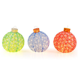 3-Piece Pre-Lit Pop up Christmas Ball Set with Warm White LED Lights D681-CM24901US