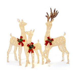 3-Piece Pre-lit Christmas Reindeer Family with 230 Warm White LED Lights D681-CM24607US