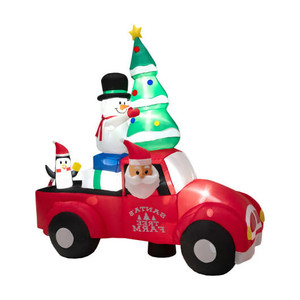 8 Feet Wide Inflatable Santa Claus Driving a Car with LED and Air Blower - Color: Multicolor D681-CM24095US