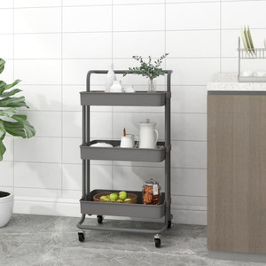  3-Tier Kitchen Trolley Gray 16.5"x13.8"x33.5" Iron and ABS A949-336337