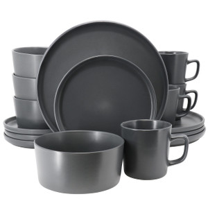 Elama Luxmatte Dark Grey 16 Piece Dinnerware Set D970-EL-LUXMATTE-16-DG
