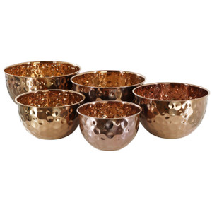 MegaChef Hammered Bubble Texture 5 Piece Stainless Steel Serving Bowl Set in Copper D970-MC-1780C