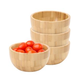 MegaChef 4 Piece 4.75 Inch Bamboo Wood Salad Bowl Set D970-MC-B119