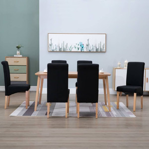  Dining Chair Set of 6 Black Fabric and wooden frame Standard A949-277276