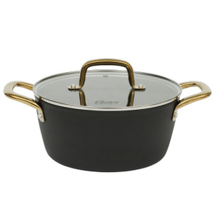 Oster Abbottsford 7 Quart Nonstick Aluminum Dutch Oven with Glass Lid in Black D970-143706.02