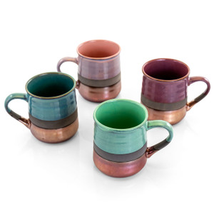 Gibson Home Copper Tonal 4 Piece 18 Ounce Round Stoneware Mug Set in Assorted Colors D970-126937.01