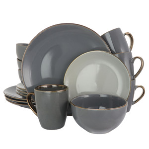 Elama Tahitian Grand 16 Piece Stoneware Dinnerware Set in Gray D970-EL-TAHITIANGRAND