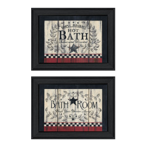 Set Of Two Hot Bath 1 Black Framed Print Bathroom Wall Art N270-405915