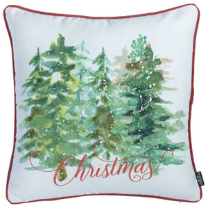 18" Green and White Christmas Tree Throw Pillow Cover N270-355450