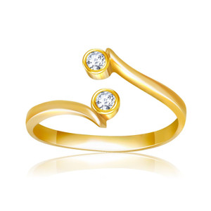 14k Yellow Gold Cubic Zirconia Accented Curve Ended Toe Ring P150-78622