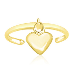 14k Yellow Gold Cuff Puffed Heart Toe Ring P150-33699