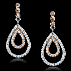 TS548 - Rose Gold + Rhodium 925 Sterling Silver Earrings with AAA Grade CZ in Clear A874-TS548 TS548 - Rose Gold + Rhodium 925 Sterling Silver Earrings with AAA Grade CZ in Clear A874-TS548