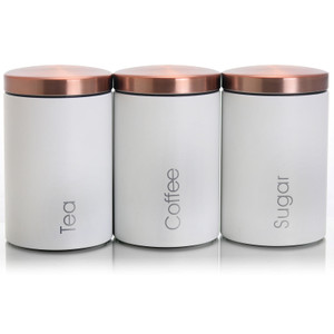 MegaChef Essential Kitchen Storage 3 Piece Sugar, Coffee and Tea Canister Set in Matte White D970-MC-311W MegaChef Essential Kitchen Storage 3 Piece Sugar, Coffee and Tea Canister Set in Matte White D970-MC-311W