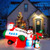 9 Feet Lighted Christmas Inflatable Santa Claus on Helicopter with Penguin - Color: Multicolor D681-CM24299US