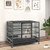 38 Inch Foldable Heavy-Duty Metal Dog Cage with Lockable Rolling Casters and Tray-38 inches - Color D681-PU10039BK