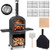Outdoor Pizza Oven with Protective Cover and Grill Racks and Built-in Thermometer - Color: Black D681-NP11737